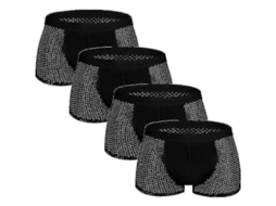 Calcinha Boxer Masculina de Malha com Fios de Bambu e Seda Gelada para Dia a Dia, Festas e Aniversários 4black