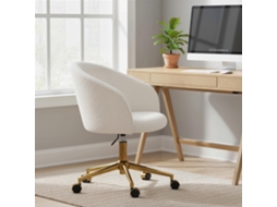 Cadeira De Escritório Ergonômica Ajustável Em Altura Assento Giratório Base De Aço Creme