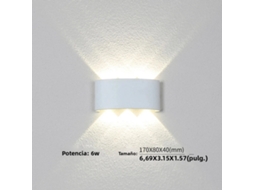 Luminária De Parede Led (branco Quente) De 6w, À Prova D'água, Adequada Para Uso Interno E Externo.