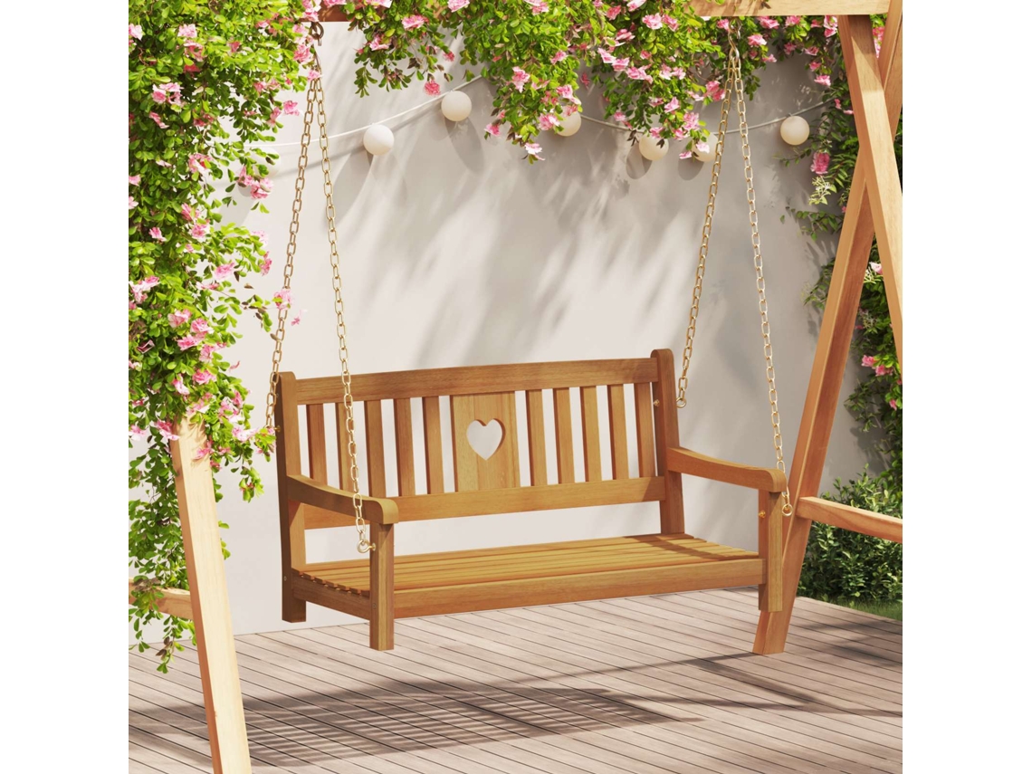 Vidaxl Banco De Balanço Para Jardim 2 -seater 110 X 56 X 58 Cm Natural