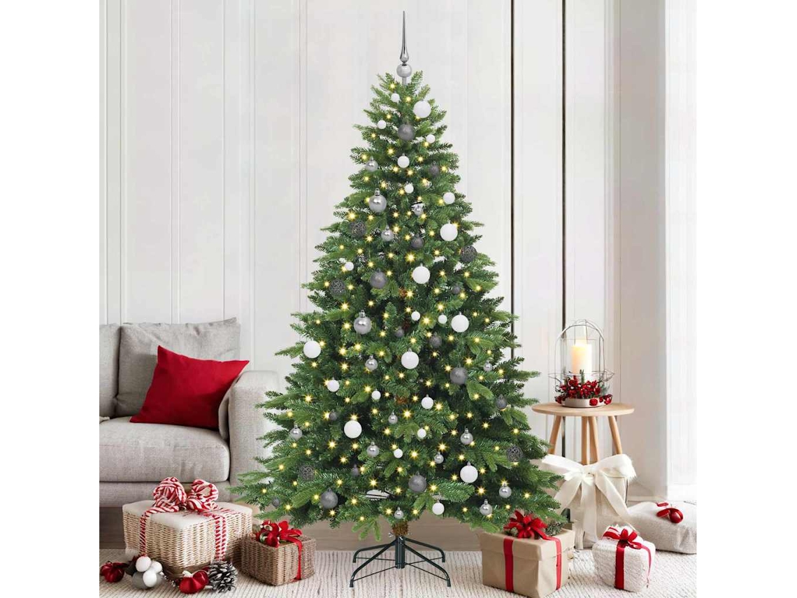Vidaxl Árvore De Natal Artificial Com 300 Leds Verde 210 Cm Pe E Pvc