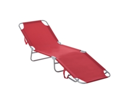 Espreguiçadeira Dobrável De Jardim Com Encosto Ajustável Em 5 Posições Para Terraço 187x55x24 Cm Vermelho
