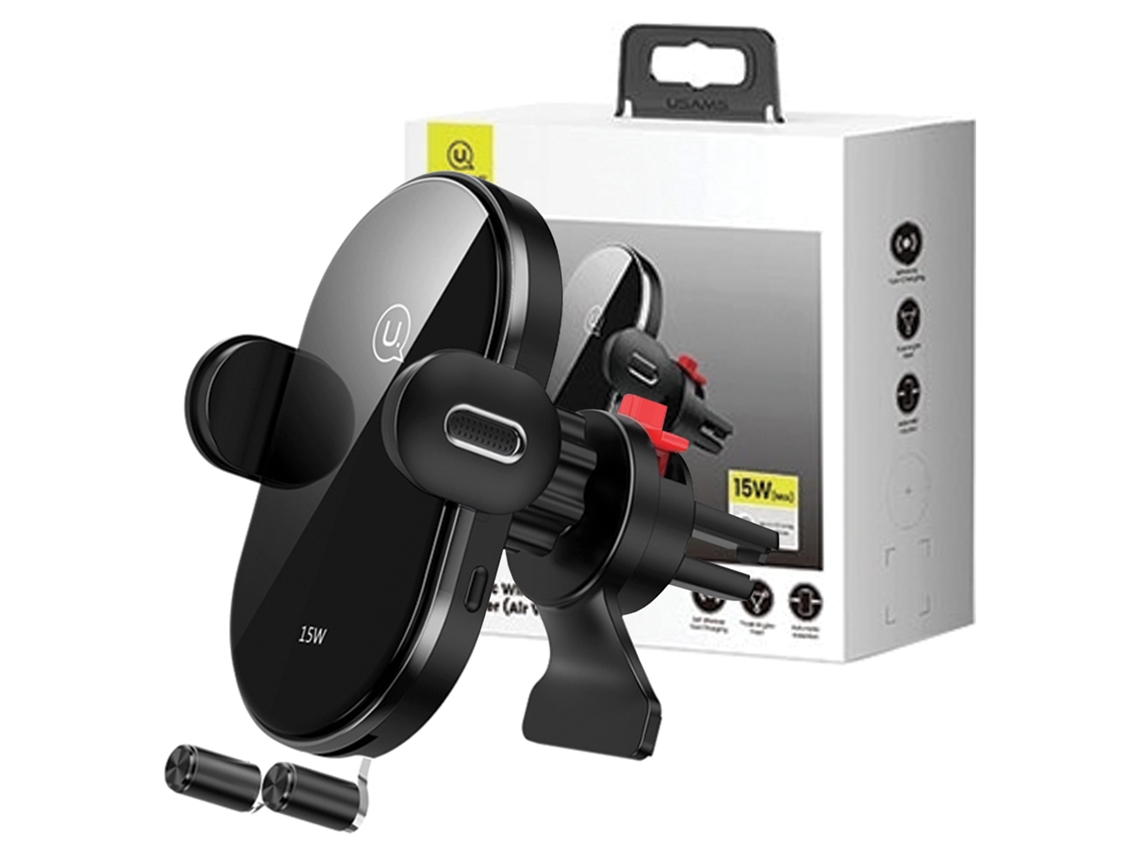 Suporte Automotivo Indutivo Usams 15w Para Celulares Na Grade De Ventilação