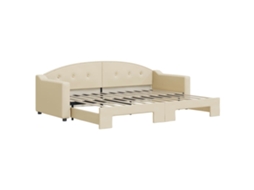 Sofá-cama com gavetão VIDAXL Creme Tecido (80x200 cm)