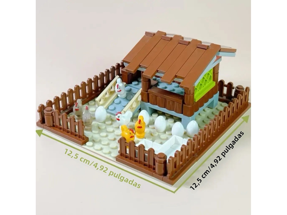 Brinquedo de Construção Moc de Animais de Fazenda para Montar MDUG (galinário)