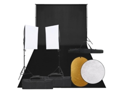 Vidaxl Kit Estúdio Fotográfico C/ Conj. De Iluminação/fundo/refletor