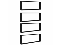 Wall Cube Shelf, Wall Cube Shelves Vidaxl Preto Madeira Processada (100 X 15 X 30 Cm)