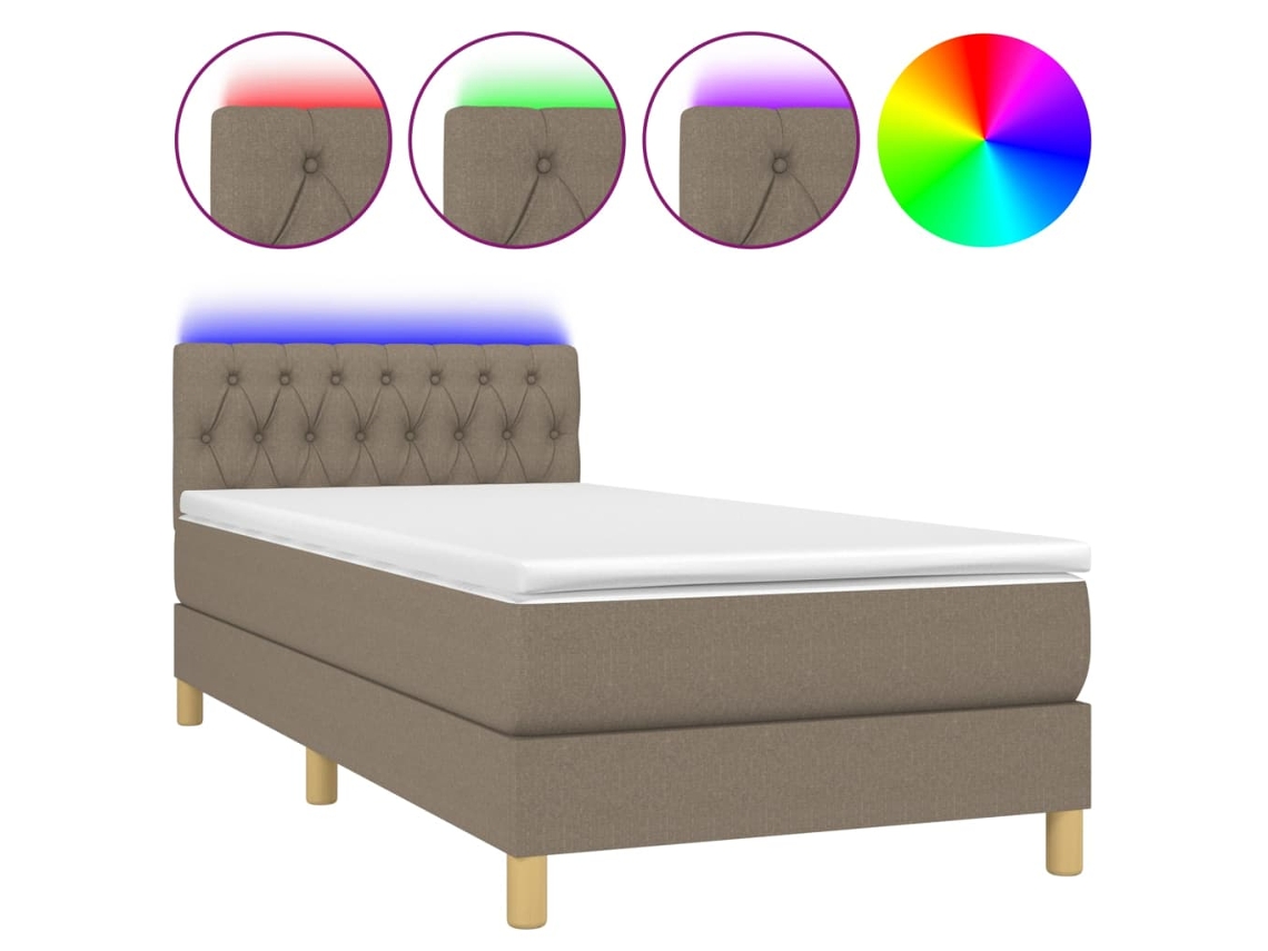 Box Spring Bed, Box Spring Beds Vidaxl Cinzento-acastanhado Tecido (100 X 200 Cm)