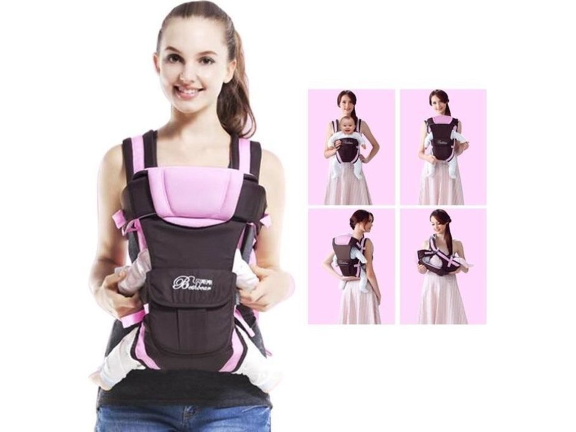 Alça de Bebê Ergonômica Rosa 4 Velocidades com Posição Ajustável para Bebês de 0 a 2 Anos AOZORZ