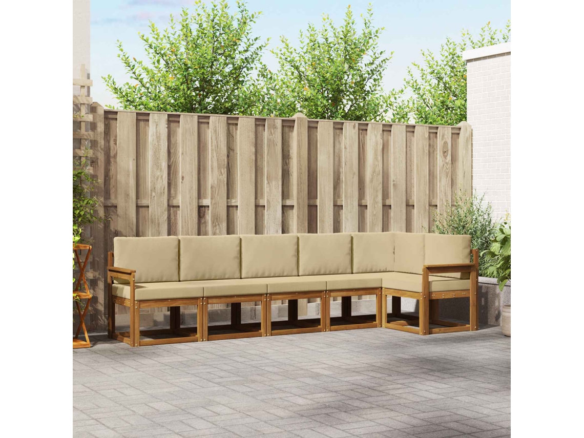 Vidaxl Conjunto De Sofás Para Exterior 6 Unid. Natural E Bege