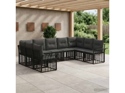 Vidaxl Conjunto de Sofás para Exterior 9 Pcs Preto e Cinza Escuro