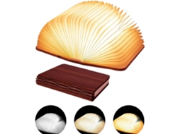 Luminária De Livro Madeira, 3 Cores, Luz Noturna Led Portátil, Dobrável, Lanterna De Papel Para Decoração Casa