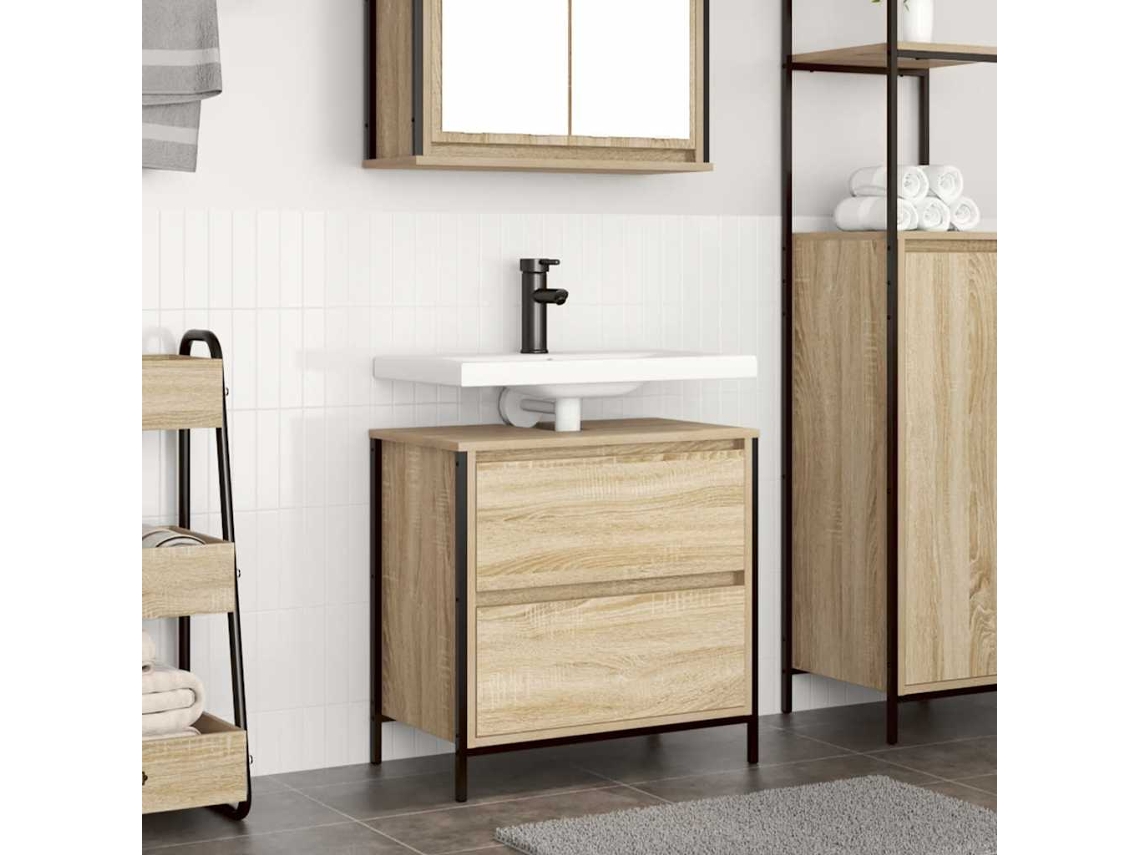 Vidaxl Gabinete Para Lavatório Com Gavetas, Carvalho Sonoma, 60x34,5x60 Cm