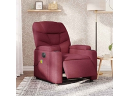 Vidaxl Poltrona Reclinável De Massagens Elétrica Tecido Vermelho Tinto