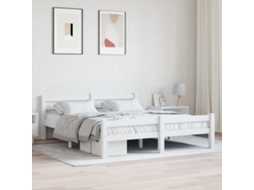 Estrutura De Cama Em Pinho Maciço 160x200 Cm Branco