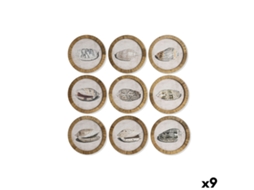 Pintura Home Esprit Natural Mediterrâneo Concha 30 X 2 X 30 Cm (9 Unidades)