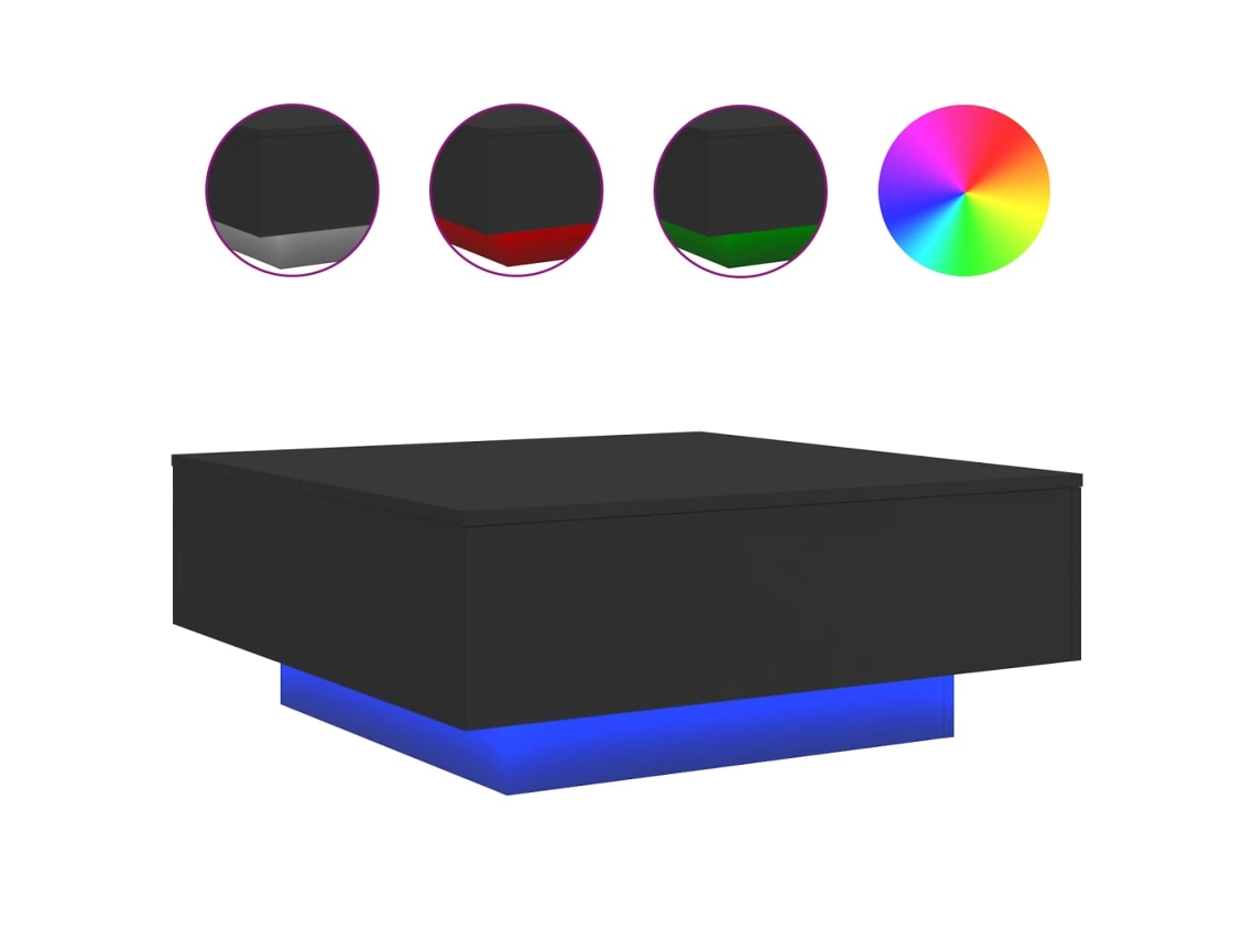 Mesa de Centro com Luzes Led 80x80x31 Cm Preto MAISON EXCLUSIVE