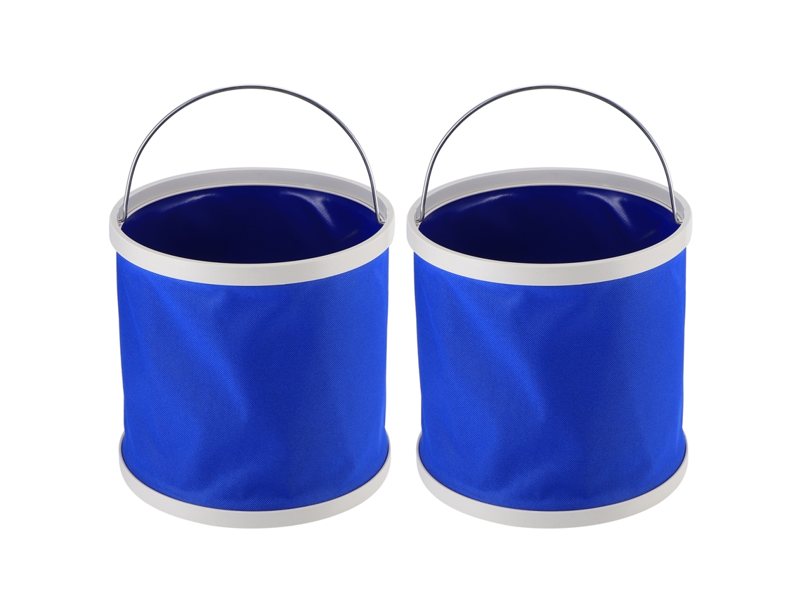 Conjunto de 2 baldes plegáveis 9l azuis portáteis para acampamento hiking resistente e durável S/MARCA