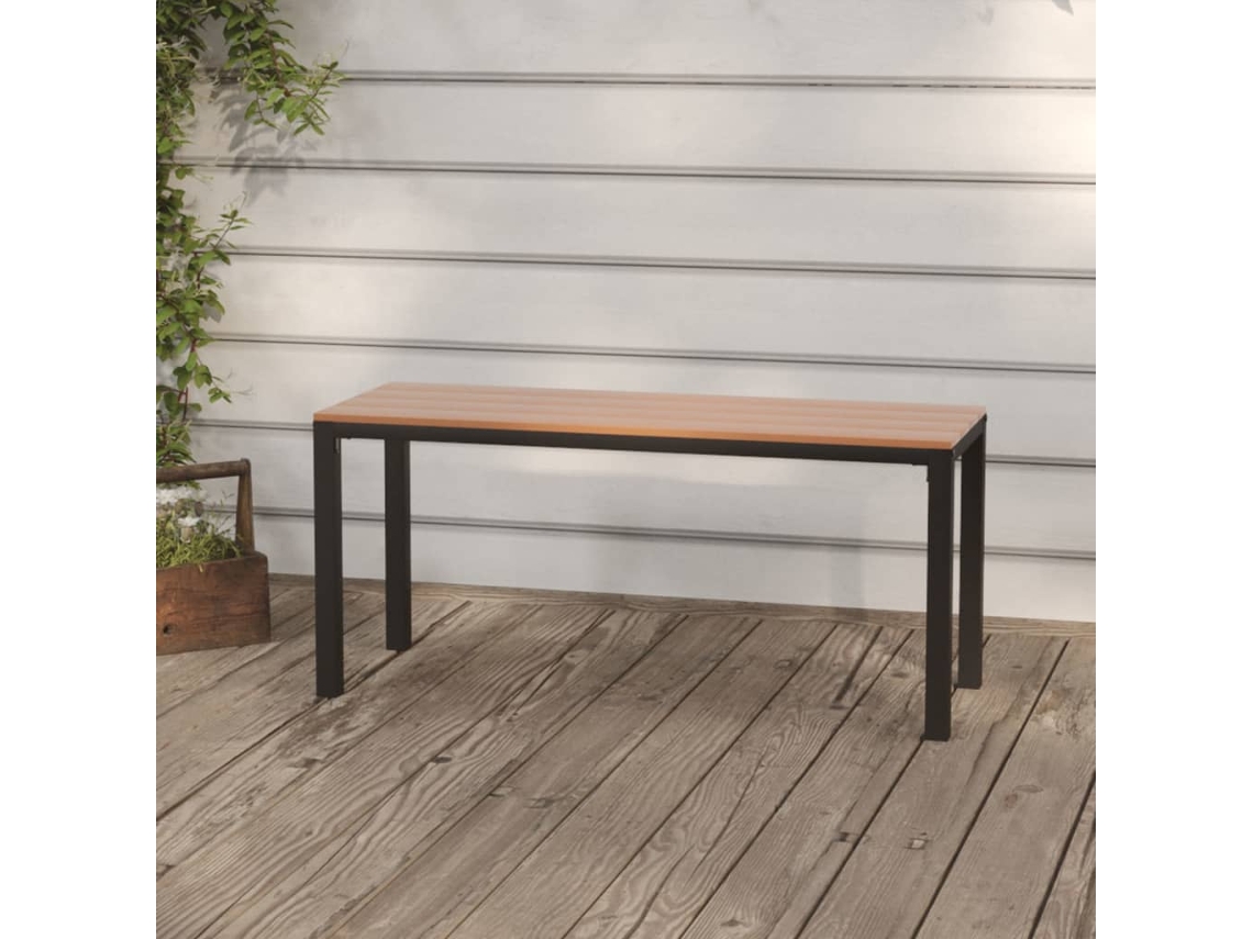 Vidaxl Banco De Jardim 110 Cm Aço E Wpc Castanho E Preto