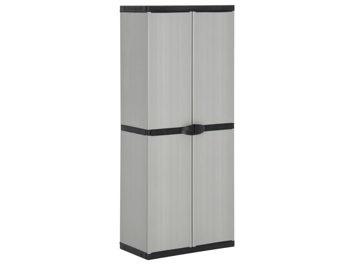Vidaxl Armário Arrumação Jardim 3 Prateleiras 68x40x168cm Cinza/preto