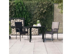 Vidaxl 3 Pcs Conjunto De Jantar Para Jardim Preto