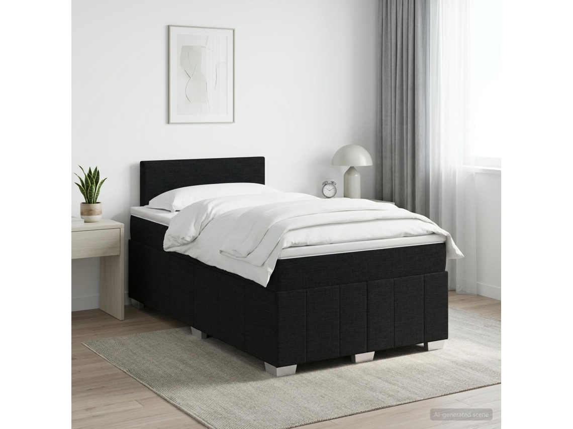 Vidaxl Cama Box Spring Com Colchão Preto 120 X 200 Cm Tecido