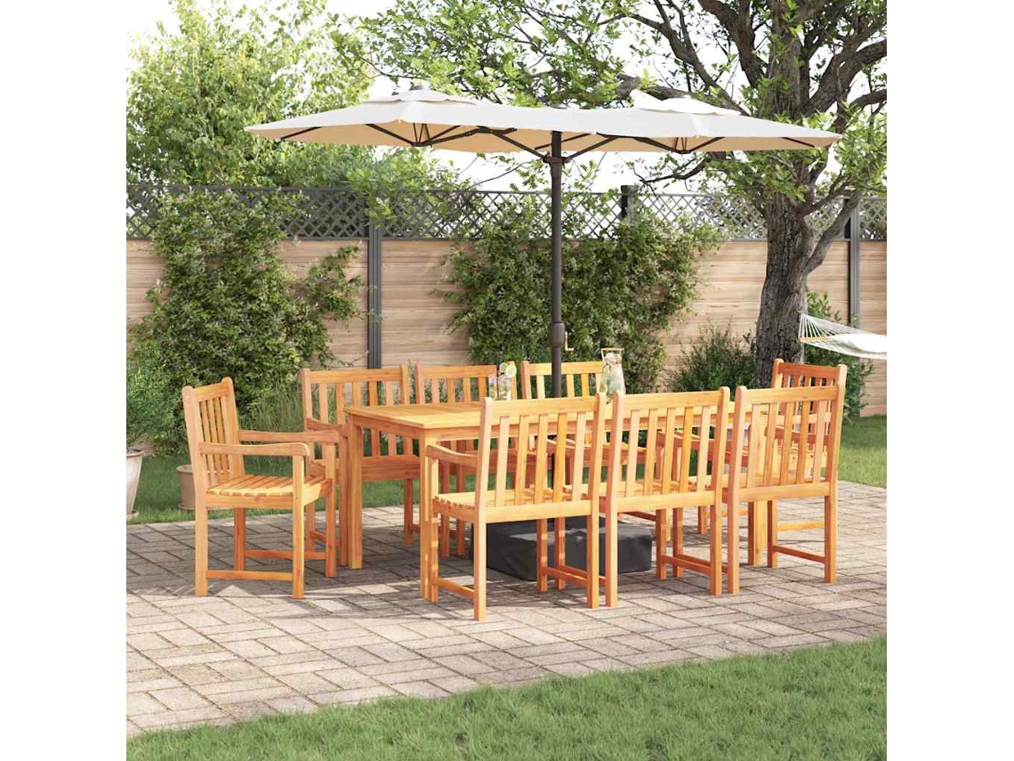 Vidaxl Conjunto De Jantar Para Jardim 9 Unid. Castanho