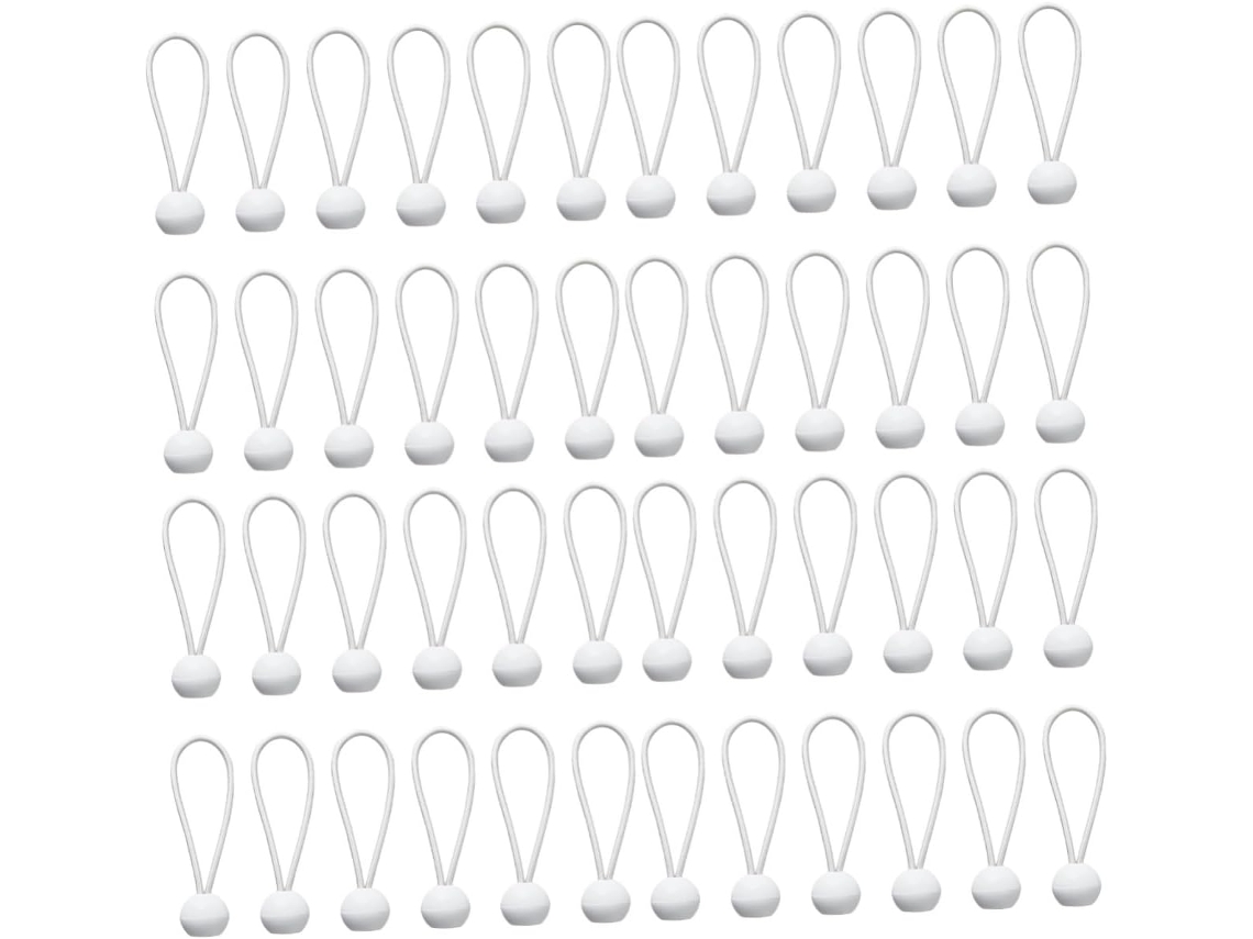 50 Unidades de Bolas Polipropileno com Corda Elástica, Brancas, para Quicar. AQUAFORGE
