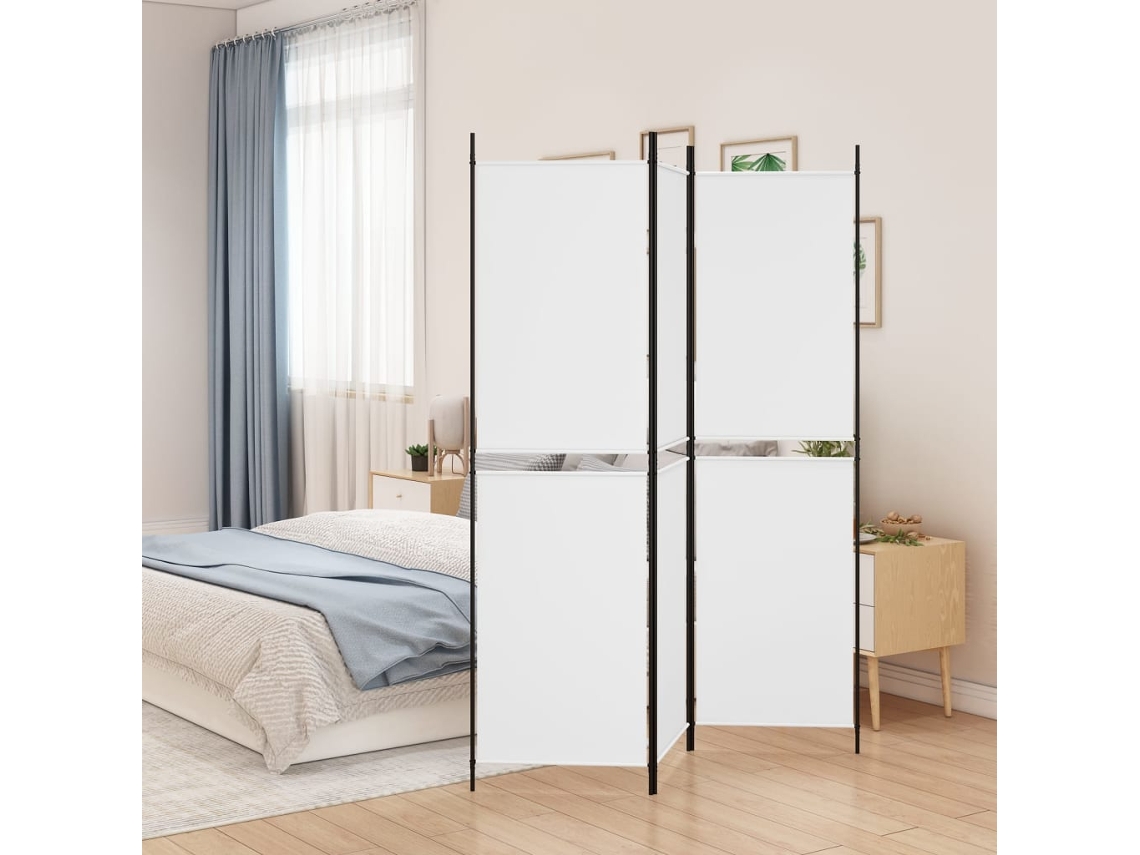 Vidaxl Divisória/biombo Com 3 Painéis 150x200 Cm Tecido Branco