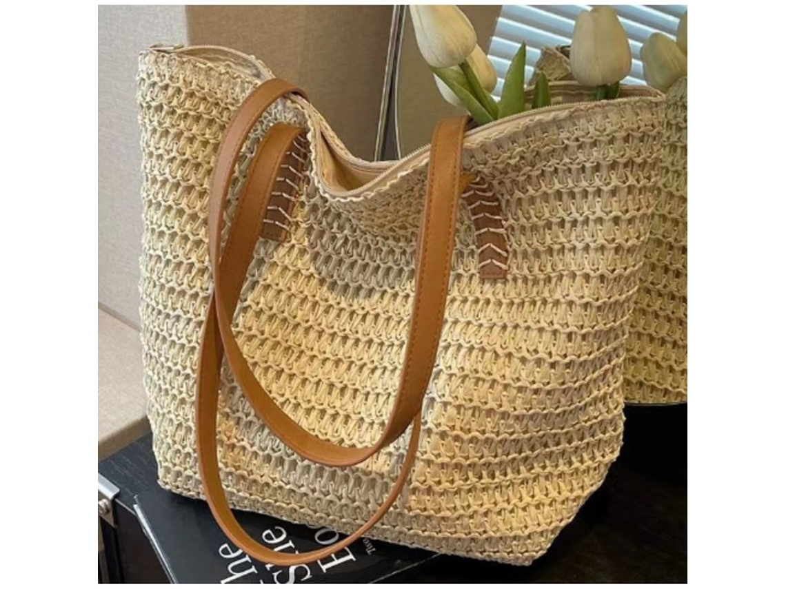Bolsa AQUAFORGE de Palha, Versátil, Feminina, Grande, Estilo Sacola