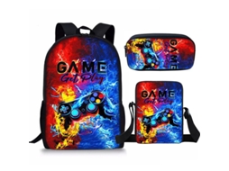 Mochila De Estudante Panoona Play Conjunto 3 Peças Lancheira Estojo 17 Pol 44cm Estilo 1