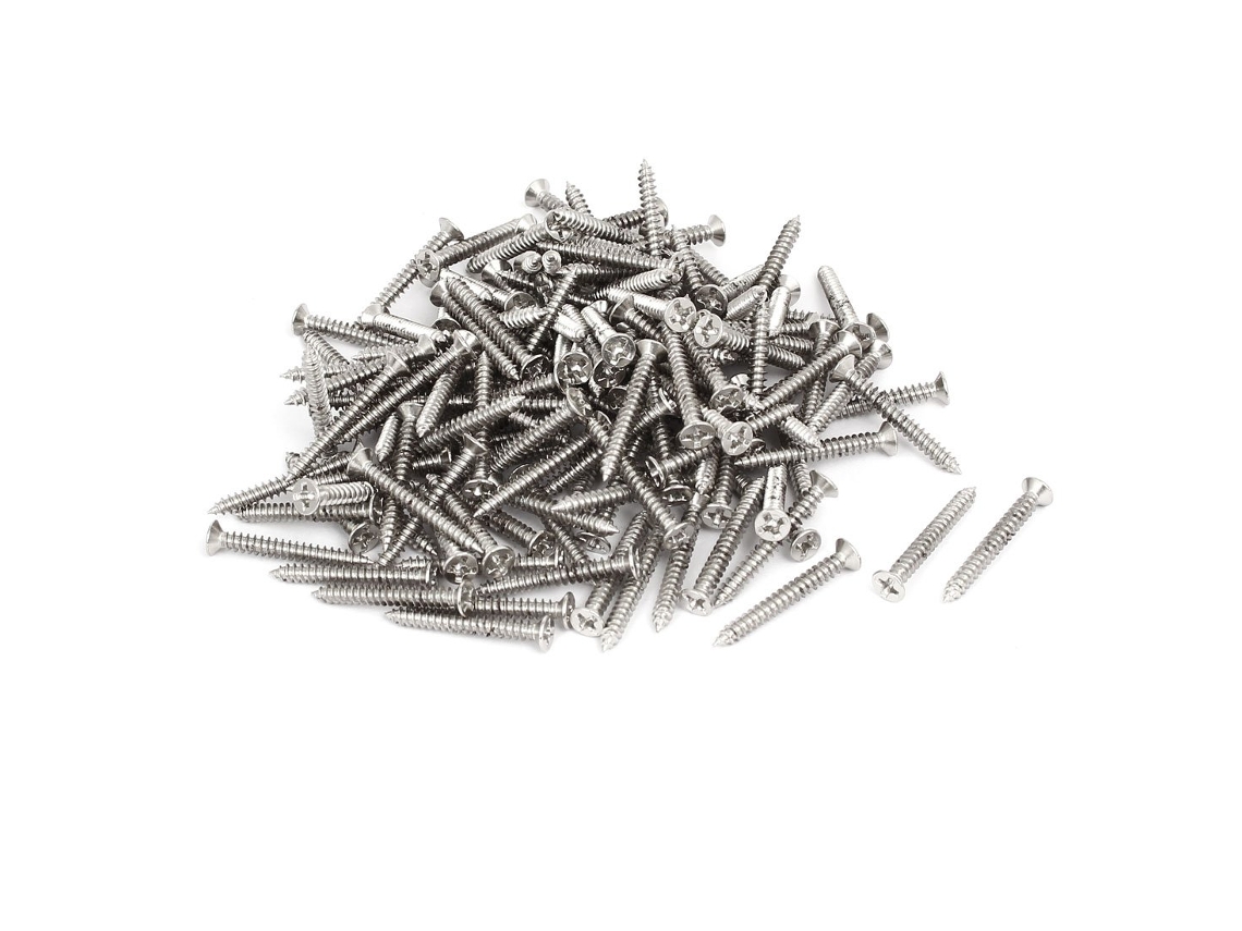 Parafusos de Chapa M3 x 25 mm com Cabeça Chata Phillips Prateados 180 Peças CHABERLU