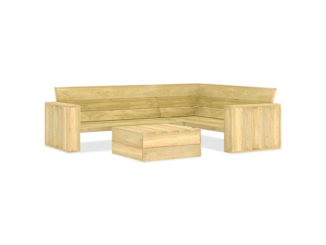 Conjunto 2 Peças Moveis Jardim Madeira De Pinho Impregnado Dkd Home Decor