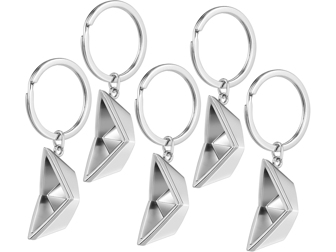 Chaveiros Em Formato De Barco À Vela, Feitos De Papel E Metal, Conjunto Com 5 Unidades, Pequenos Acessórios Prateados.