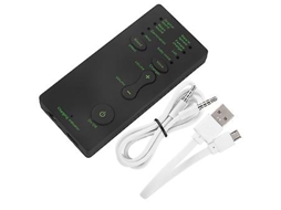 Placa de som portátil Brilvibera Mini com distorção de voz para transmissões ao vivo, celulares e PCs (versão em inglês)