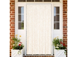 Vidaxl Cortina Anti-insetos 118x220 Cm Chenille Bege E Branco