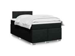 Vidaxl Cama Boxspring Com Colchão 120x190 Cm Tecido Preto