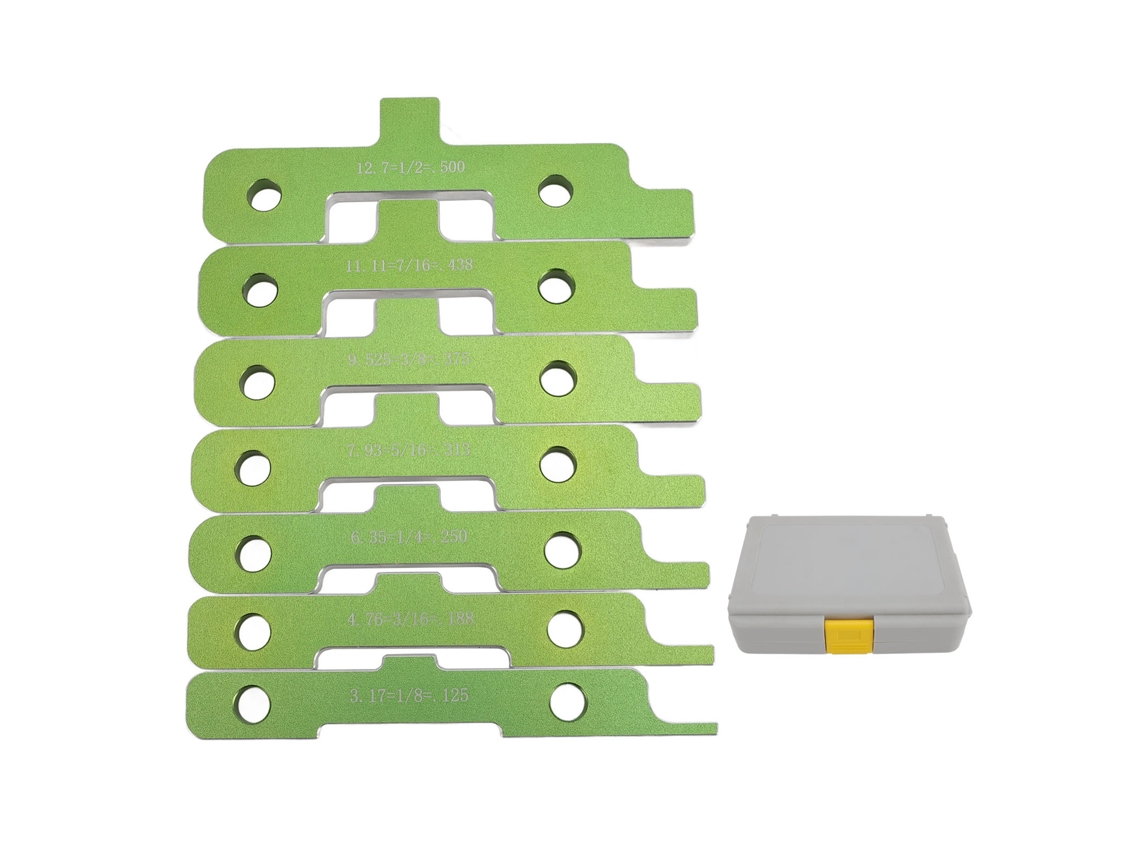 Conjunto de 7 barras de ajuste para tupia de 1/8 a 1/2 polegada, medidor de altura para serra de mesa para marcenaria com caixa de armazenamento.