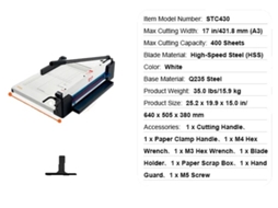 Cortador De Papel, Capacidade Para 400 Folhas, Design Ergonômico, 17polegadas