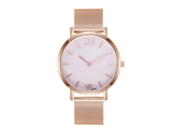 Relógio de quartzo masculino Zhoulianfa com pulseira de malha (mostrador branco em ouro rosa)