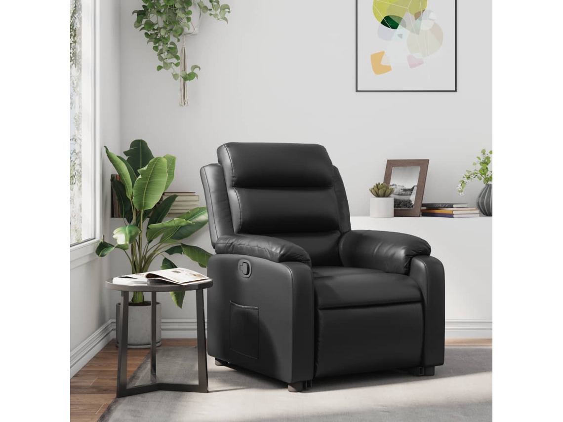 Vidaxl Poltrona Reclinável Couro Artificial Preto