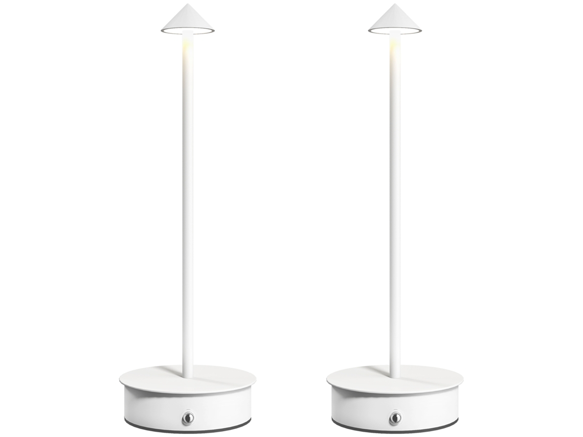 2 Lâmpadas de Mesa Led Recarregáveis com Usb,controle Tátil e Luz Regulável Ø10x30cm Branco BTFORUS