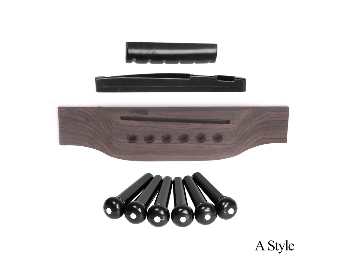 Ponte de Jacarandá para Violão Folk + Rastilho para as Cordas Superior e Inferior + Conjunto de Cravelhas AQUAFORGE