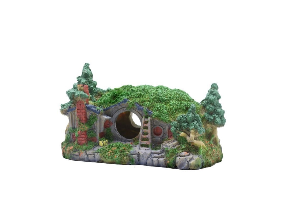 Decoración De Acuario Castillo Hobbit - Adorno Para Pecera 20x10.5x14 Cm Resina Ecológica