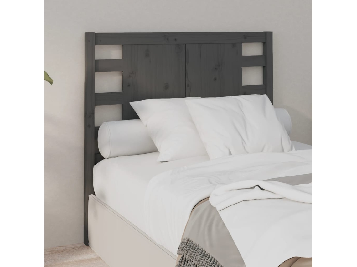 Vidaxl Cabeceira De Cama 96x4x100 Cm Pinho Maciço Cinzento