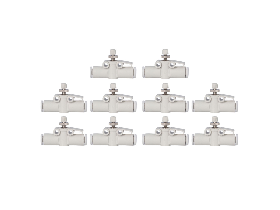 10pcs Válvula De Controle De Fluxo De Ar Pvc Conexão Rápida Fittings Tubo Pneumático