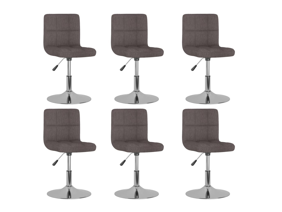 Vidaxl Cadeiras De Jantar Giratórias 6 Pcs Tecido Cinzento-acastanhado