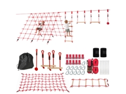 Conjunto Kids S/MARCA, 10m de anéis de ginástica, balanço, escada, para crianças de 3 a 6 anos, vermelho (1000x300x180cm)