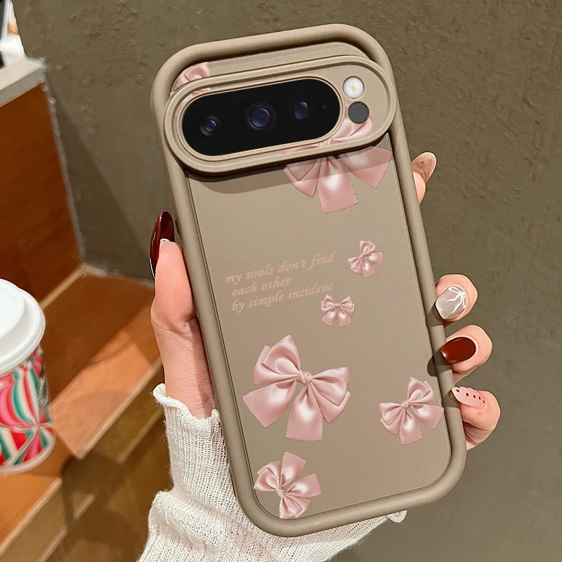 (café) Capa De Celular Google Pixel 8 Em Tpu Com Estampa De Laço Rosa Fofo