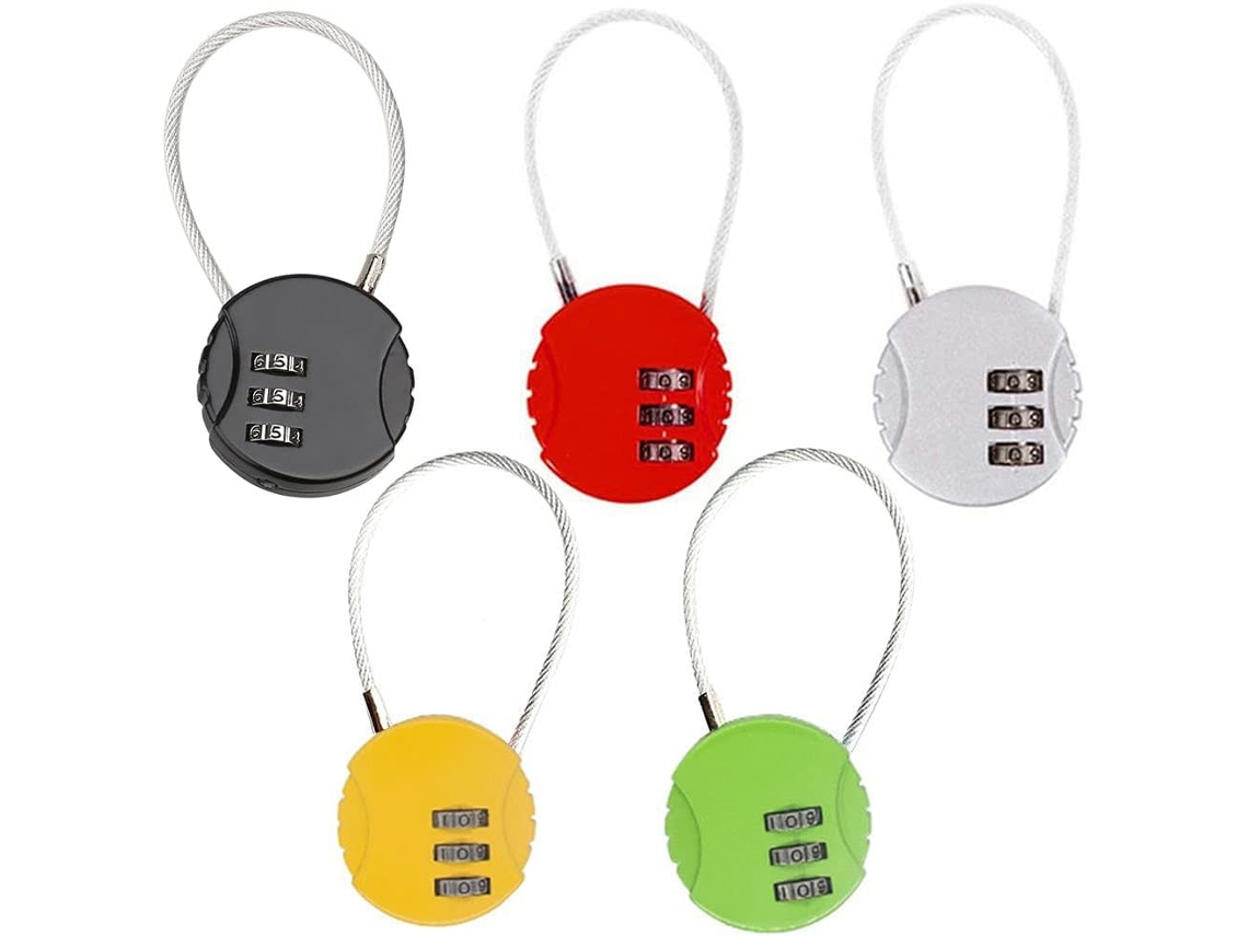 Conjunto de 5 Cadeados Segurança com Combinação, Mini Cadeado com Combinação BRILVIBERA